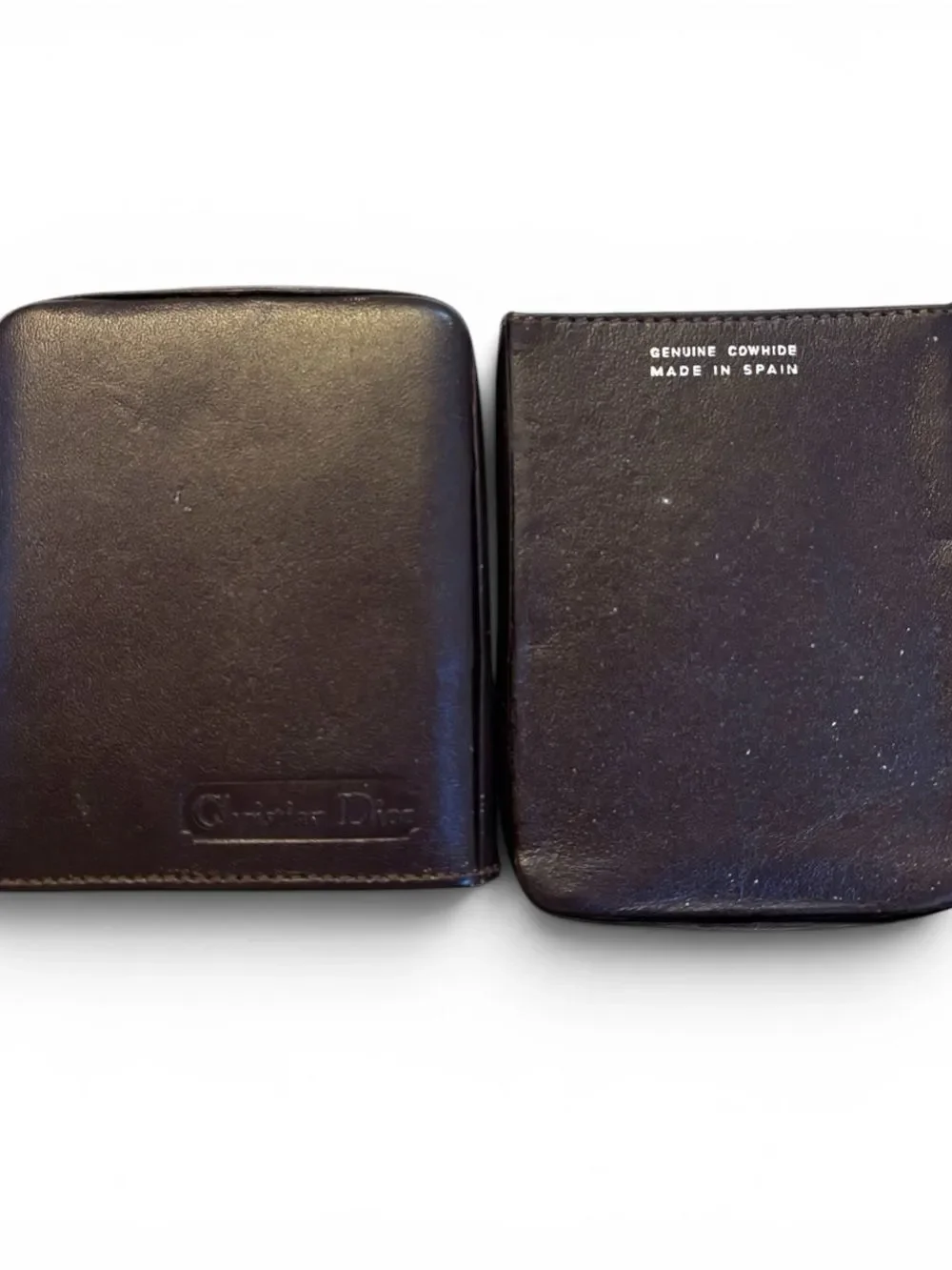 RARE Two Piece Dior Spain Vintage Brown Leather Cigarette Case